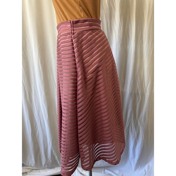 See You Monday Mauve Sheer Striped Midi Skirt - Size M - Picture 2 of 6
